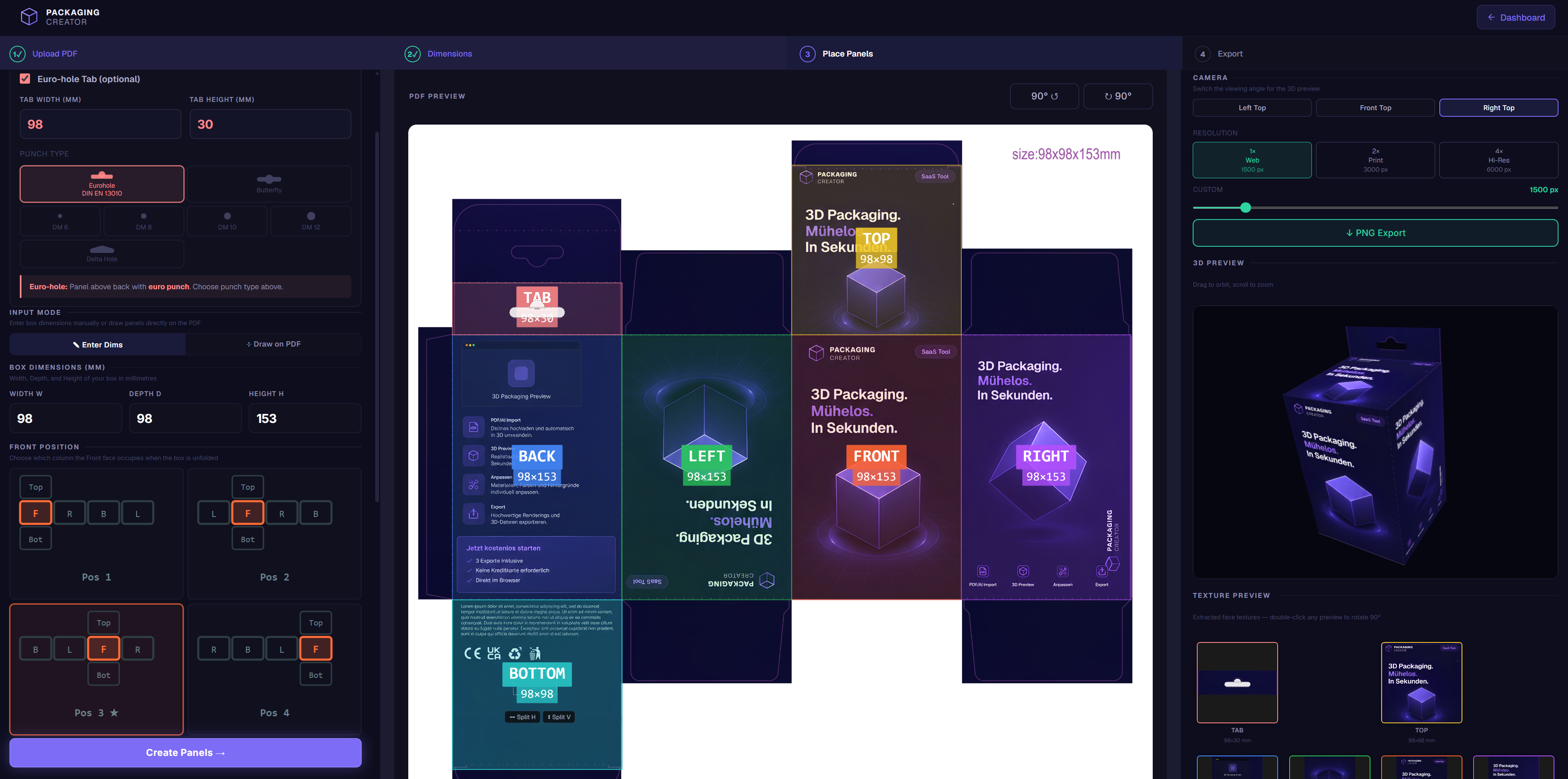 Packaging Creator Tool Interface